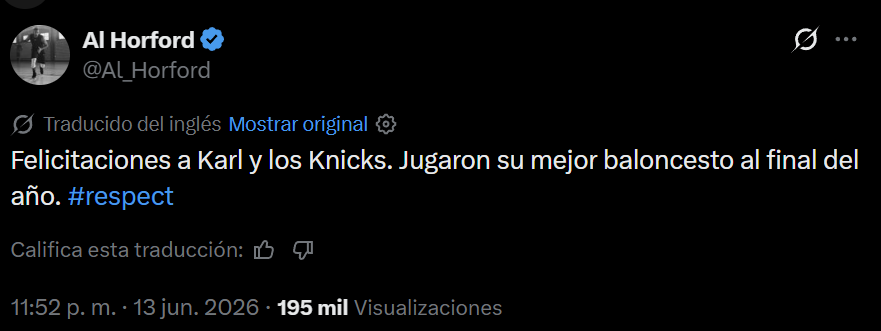Al Horford congratulates Karl-Anthony Towns for winning the NBA title with the Knicks | 1 | Al Horford congratulates Karl-Anthony Towns for winning the NBA title with the Knicks | De Último Minuto English