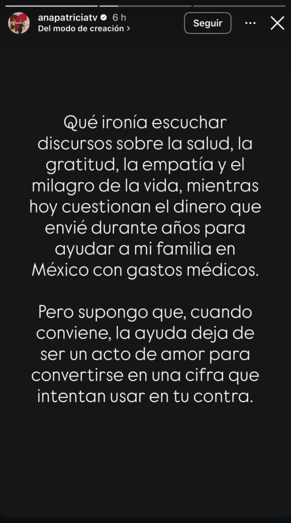 "Ana Patricia's message that is claimed to be a dig at her former sister-in-law Karla Martínez" | De Último Minuto English