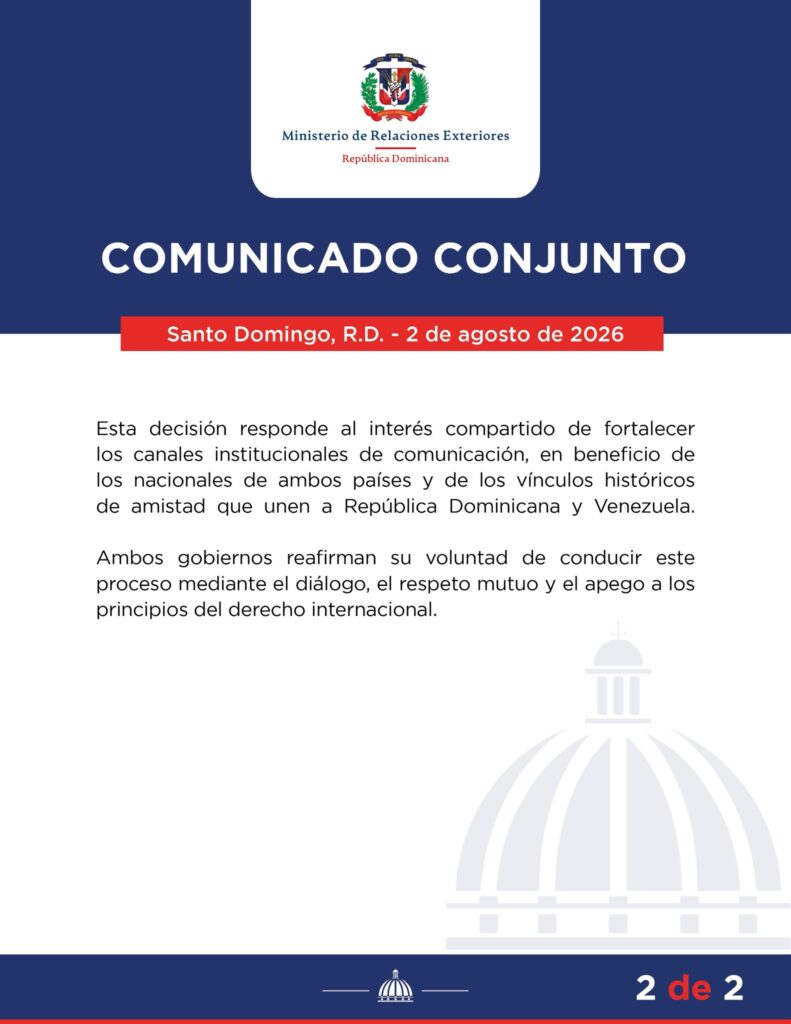 DR and Venezuela agree to begin the gradual normalization of their diplomatic and consular relations | De Último Minuto English