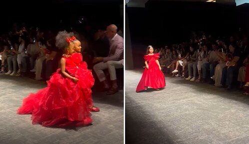 Aurora Dresses by Leticia Lasose en RD Fashion Week 2026, con vestidos de fantasía y elegancia en la pasarela infantil.