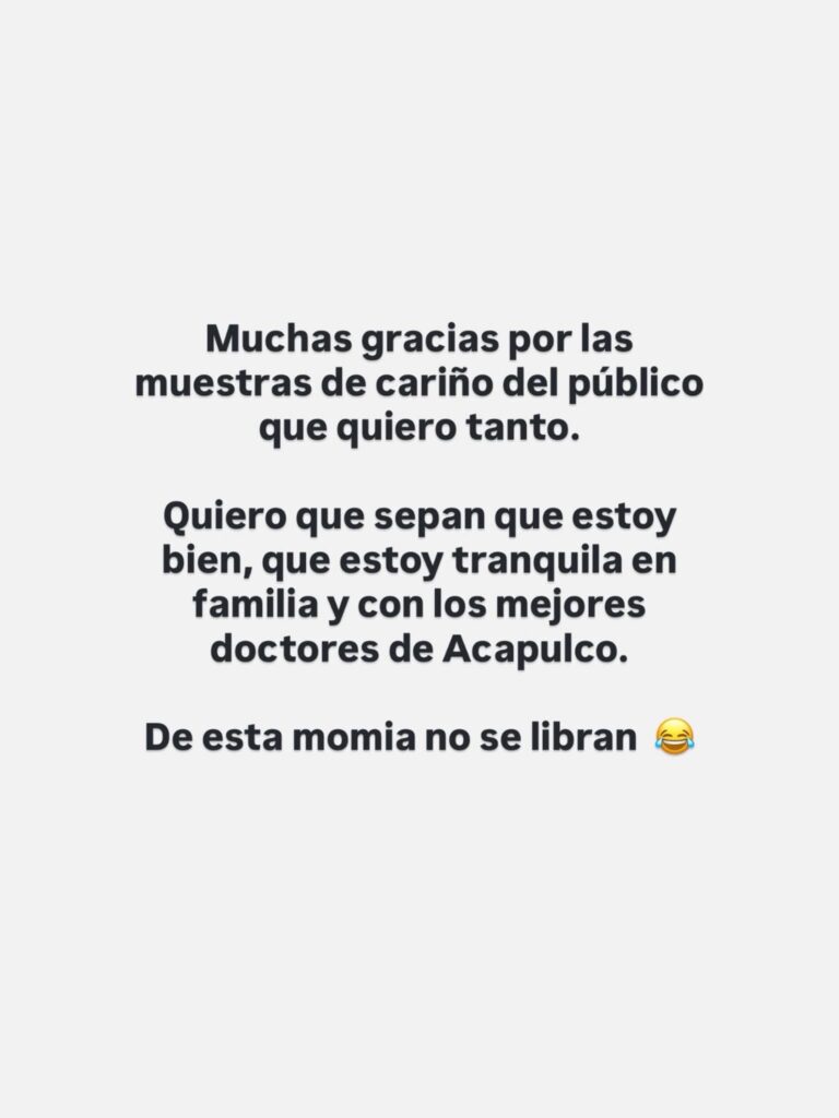 “I am fine, calm and with the best doctors in Acapulco”, reveals Laura Bozzo | De Último Minuto English